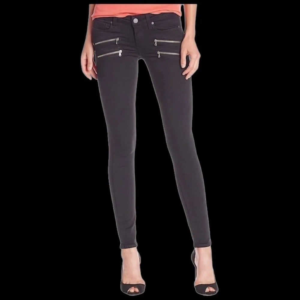 Paige Black High Rise Ultra skinny double zip Jeans, Size 27 - Picture 1 of 14